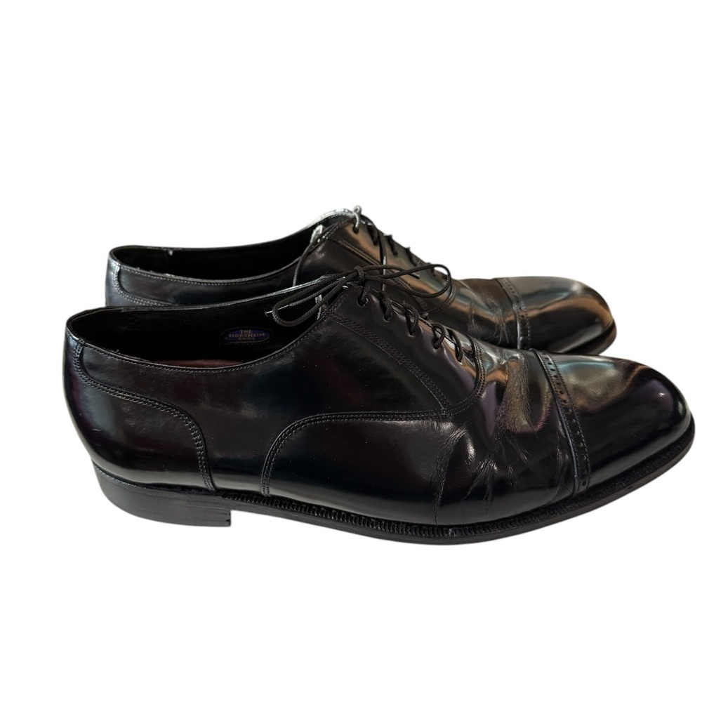 Florsheim size 10 to 10.5 Men’s Black Toe Cap Leather Lace up Shoes Made India